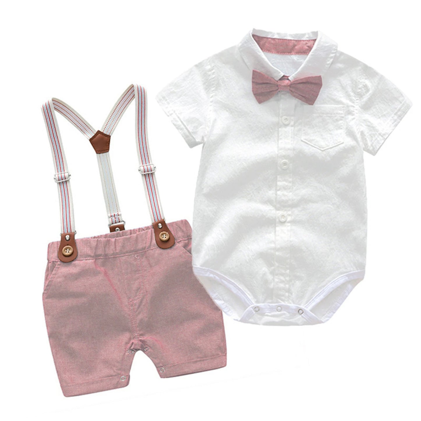 Citgeett Summer Toddler Kid Boys Long Sleeve Tops Suspender Pants Suit Long Sleeve Lapel Button Romper Shirt Gentleman Clothes