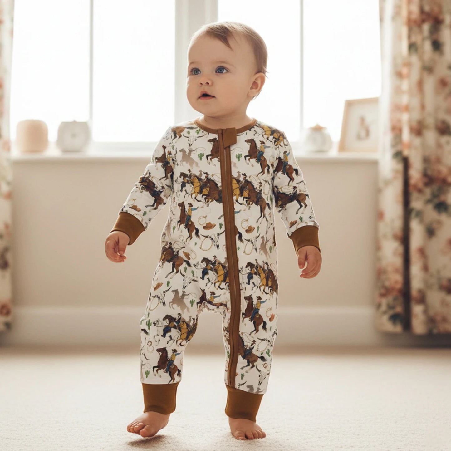 Timeless Vintage Inspired Cowboy Zip One Piece Sleeper
