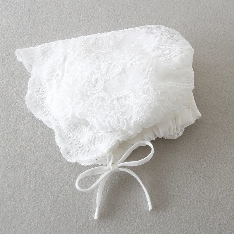 Classic Long-Sleeve Lace Christening Gown with Bonnet