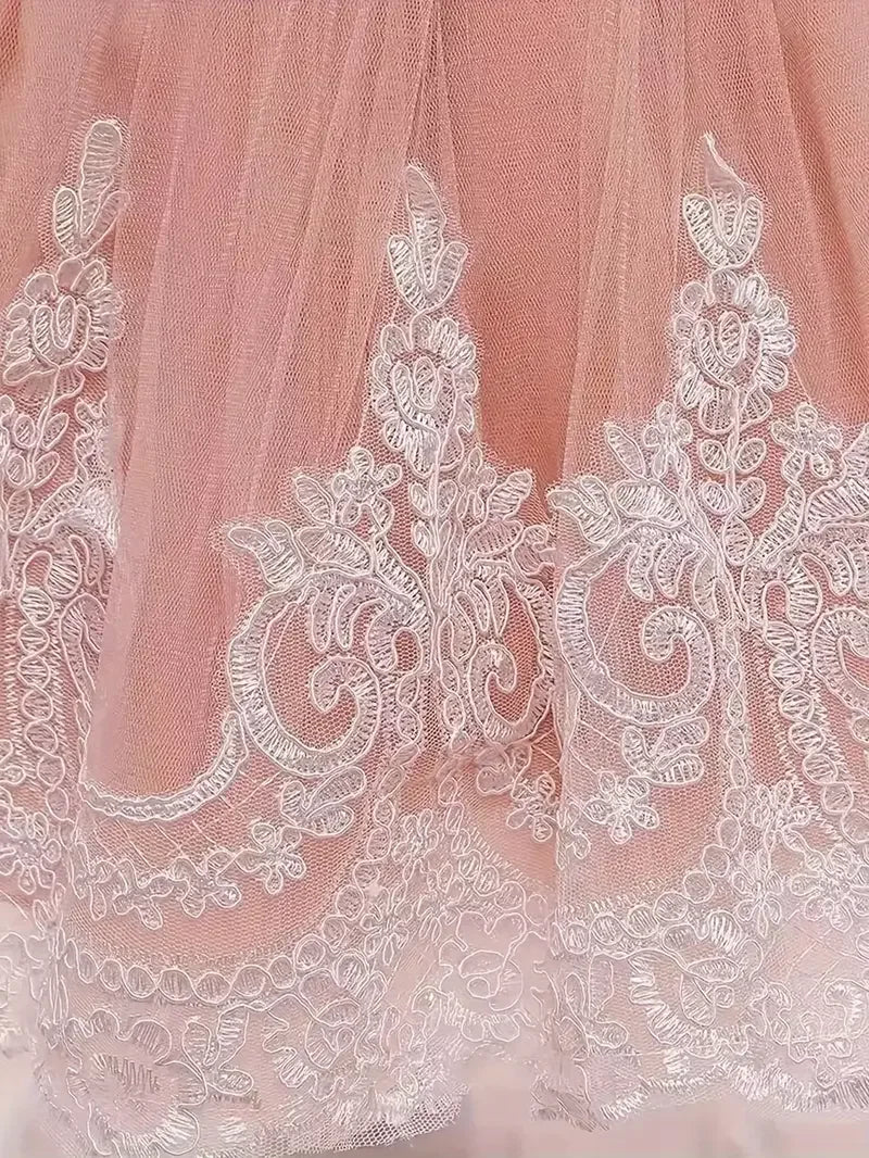 Baby Formal Lace Dress With Bow And Headband