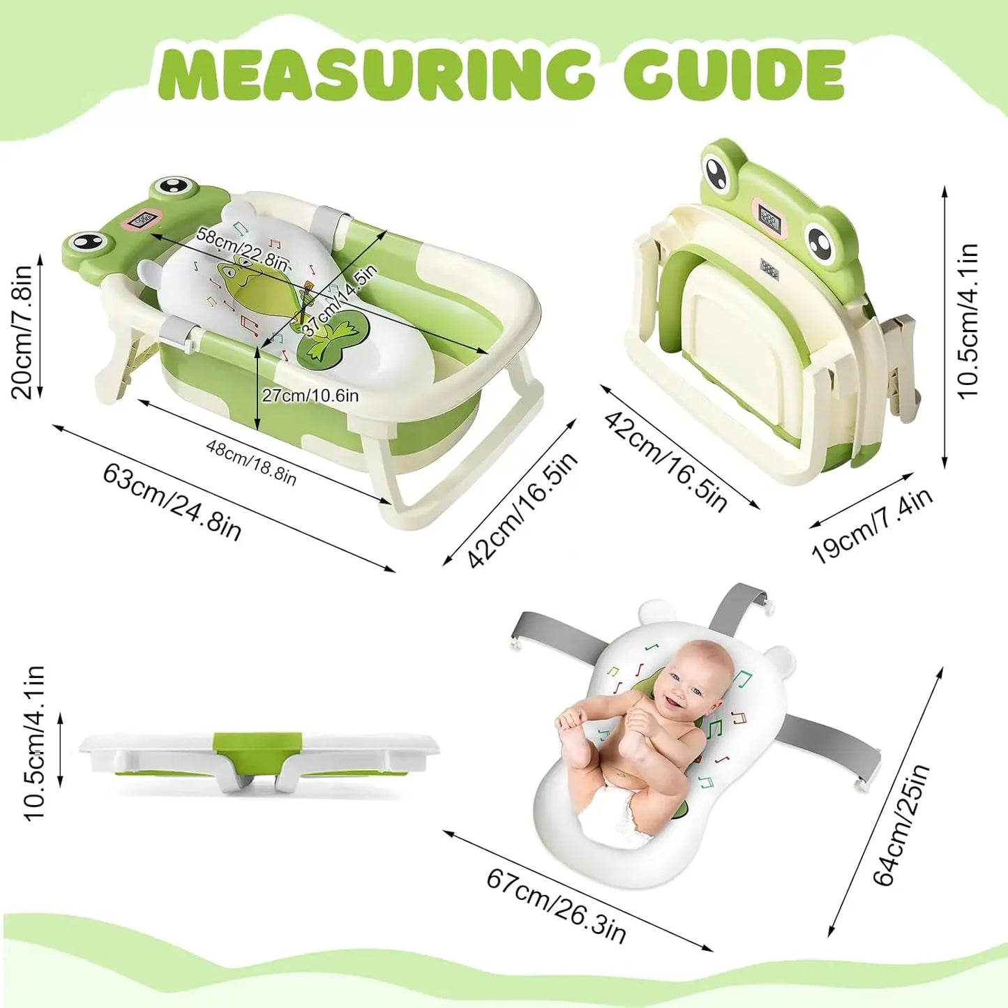 Cute Frog Design Foldable Baby Bathtub