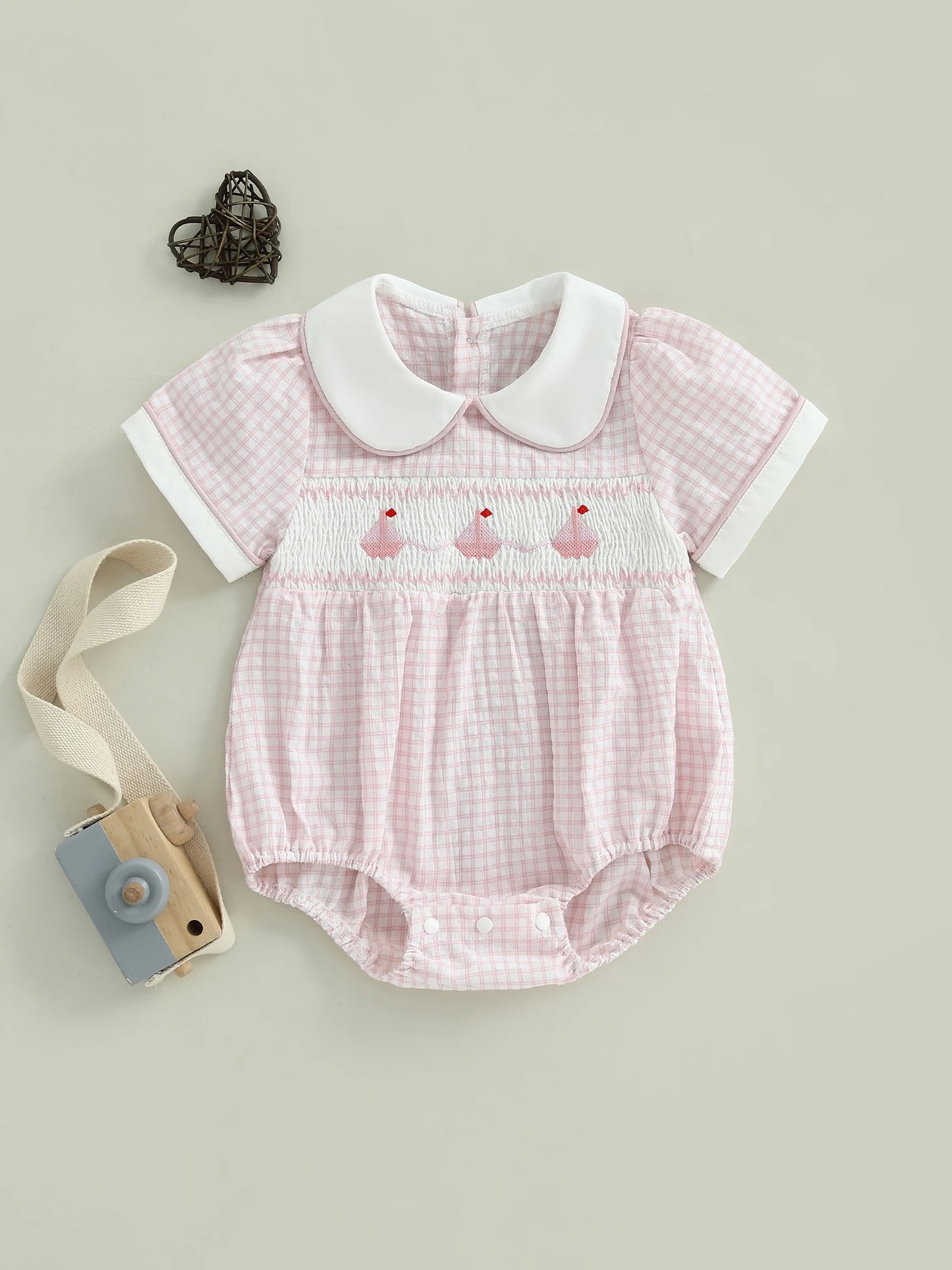 Adorable Gingham Bubble Romper for Babies