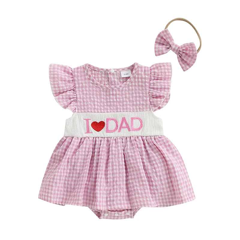 I Heart Dad Gingham Set — Romper & Headband