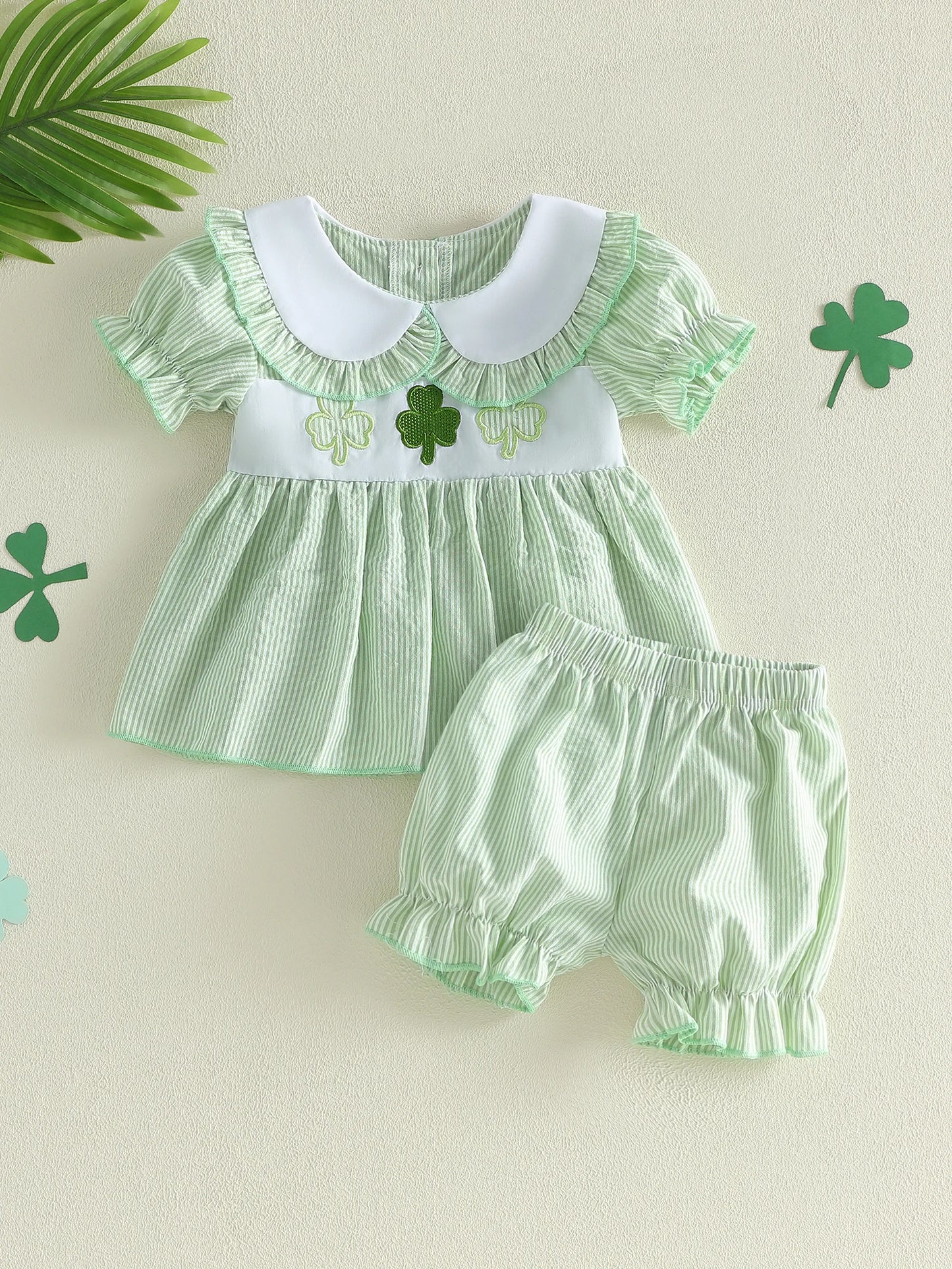 Green Clover Baby Top and Bloomer Set