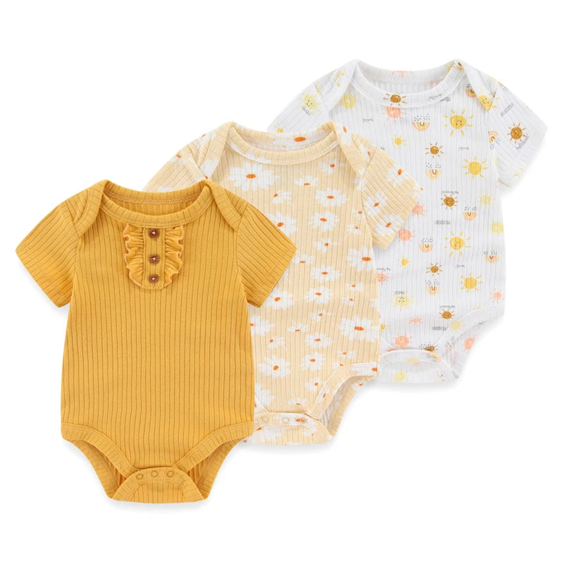 Kiddiezoom unisex summer three piece 100% pure cotton comfortable newborn set