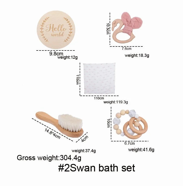 Bathing Set for Newborns Montessori Cotton Towel Toothbrush Cup Socks Rattle Toy Growth Milestone Gift box Photography props