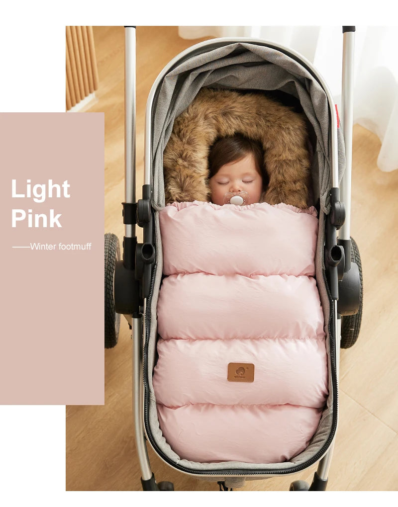 Stroller Footmuff Winter Baby Carriage Bag In Pram Removable Thicker Fur Collar Warm Flannel Newborn Cocoon Baby Envelope