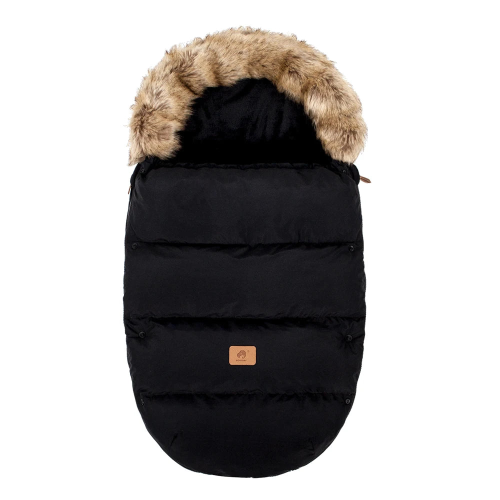 Stroller Footmuff Winter Baby Carriage Bag In Pram Removable Thicker Fur Collar Warm Flannel Newborn Cocoon Baby Envelope