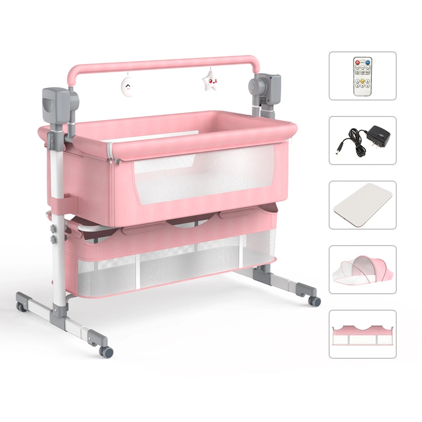 Modern Adjustable Bedside Bassinet & Co-Sleeper