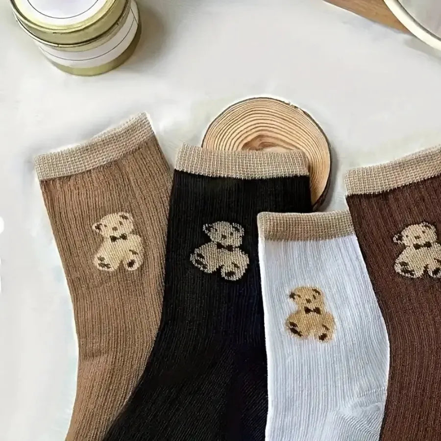 Baby Ribbed Socks With Bear Detail