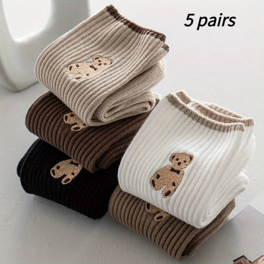 Baby Ribbed Socks With Bear Detail