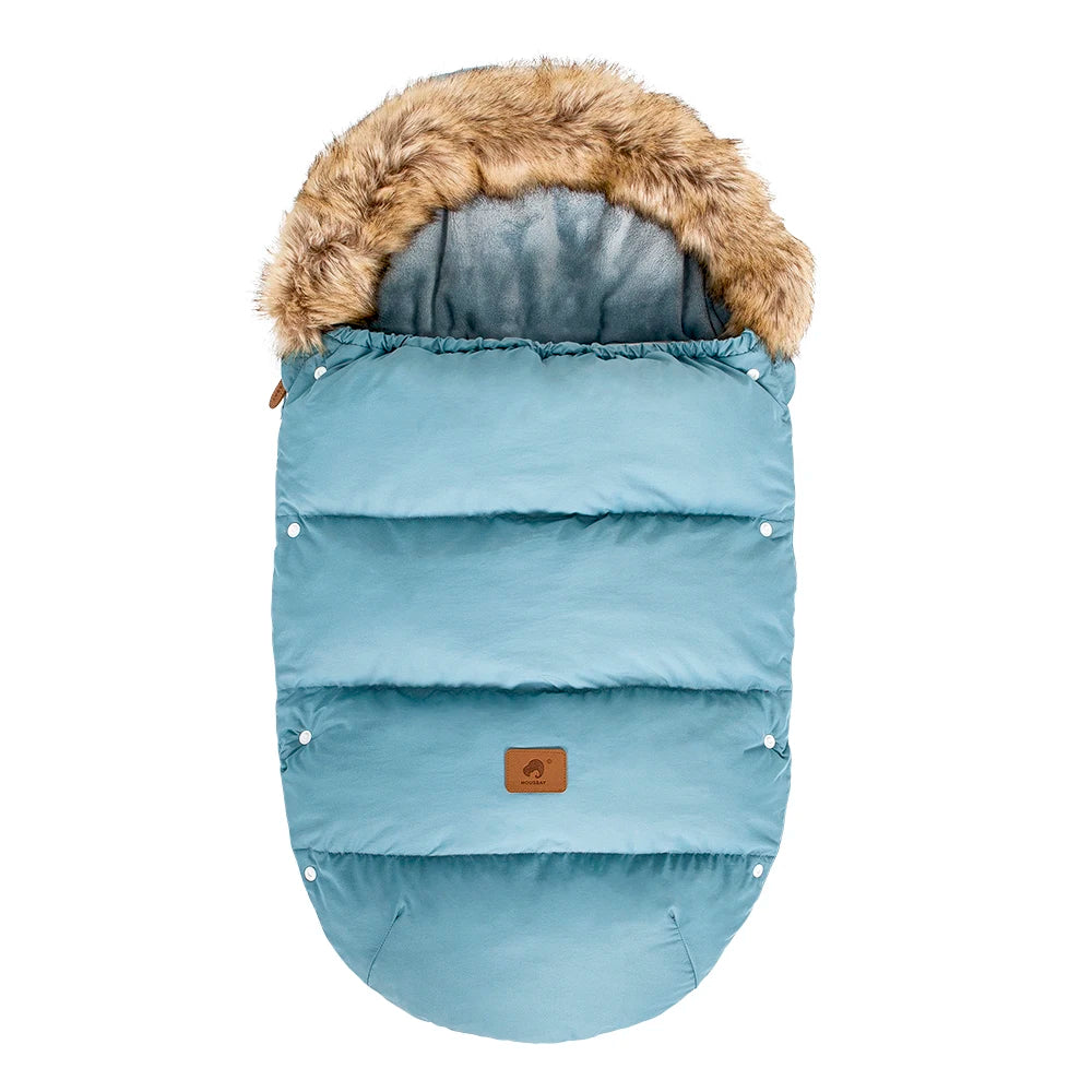 Stroller Footmuff Winter Baby Carriage Bag In Pram Removable Thicker Fur Collar Warm Flannel Newborn Cocoon Baby Envelope