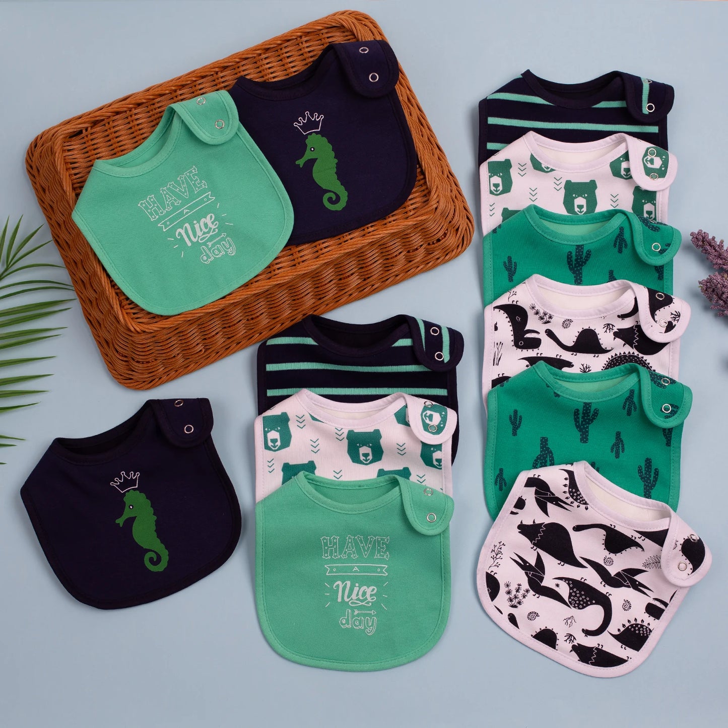 12 Piece Safari Bib Set