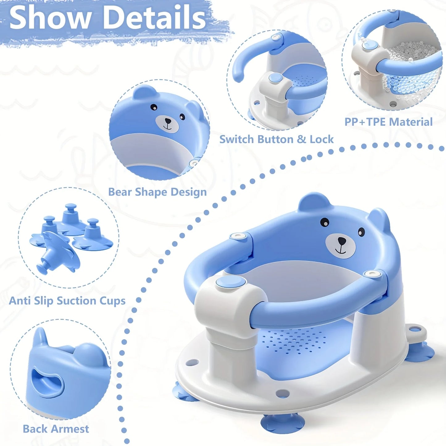 Adorable Bear-Themed Baby Bath Seat