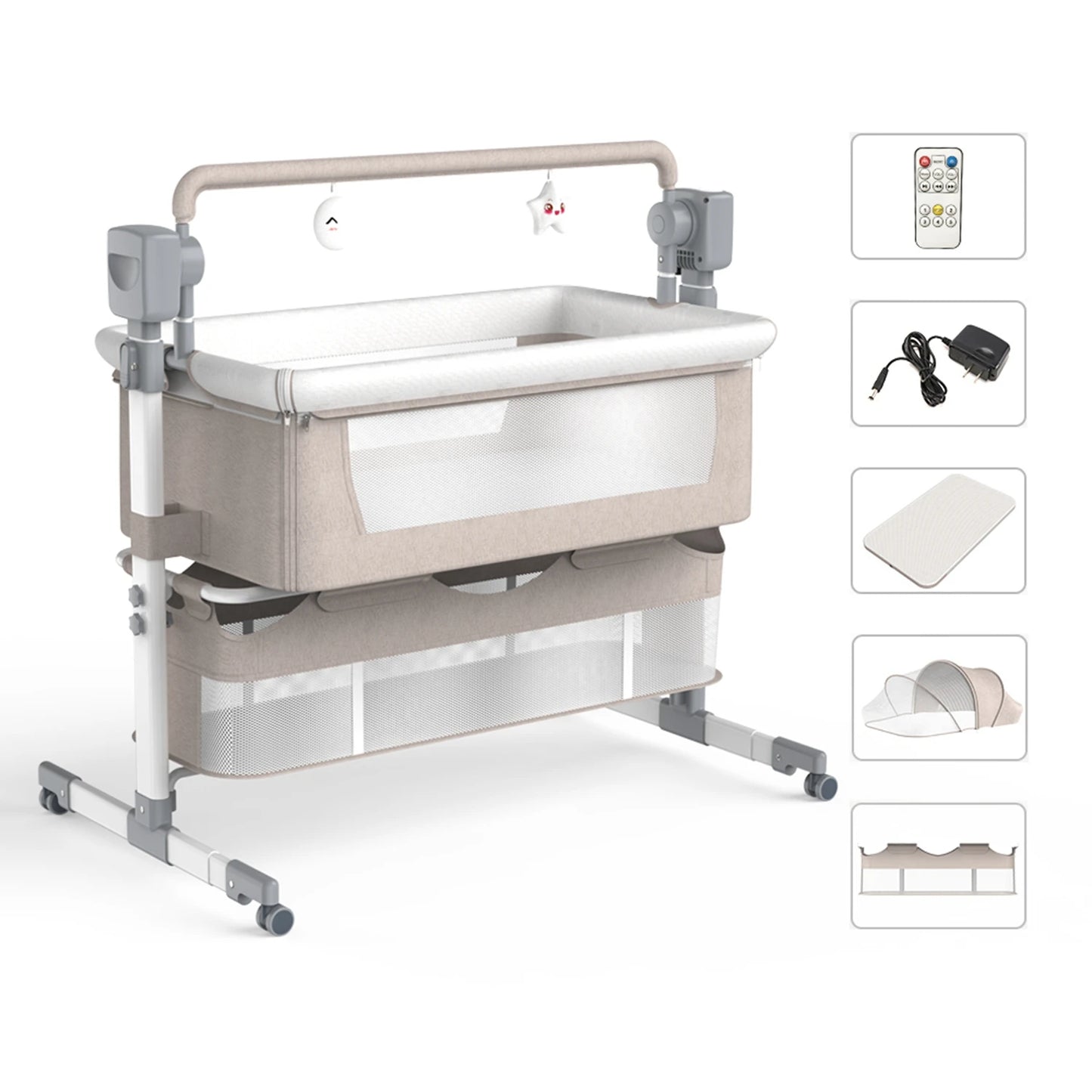 Modern Adjustable Bedside Bassinet & Co-Sleeper