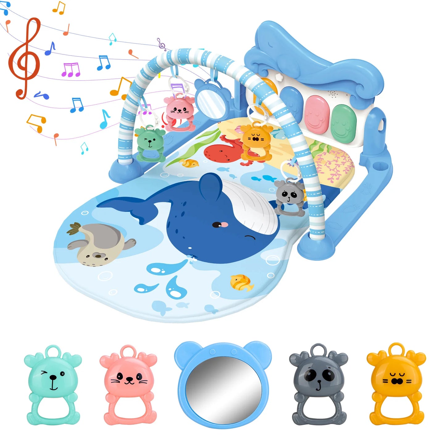 Ocean Friends Baby Play Gym with Piano and Hanging Toys