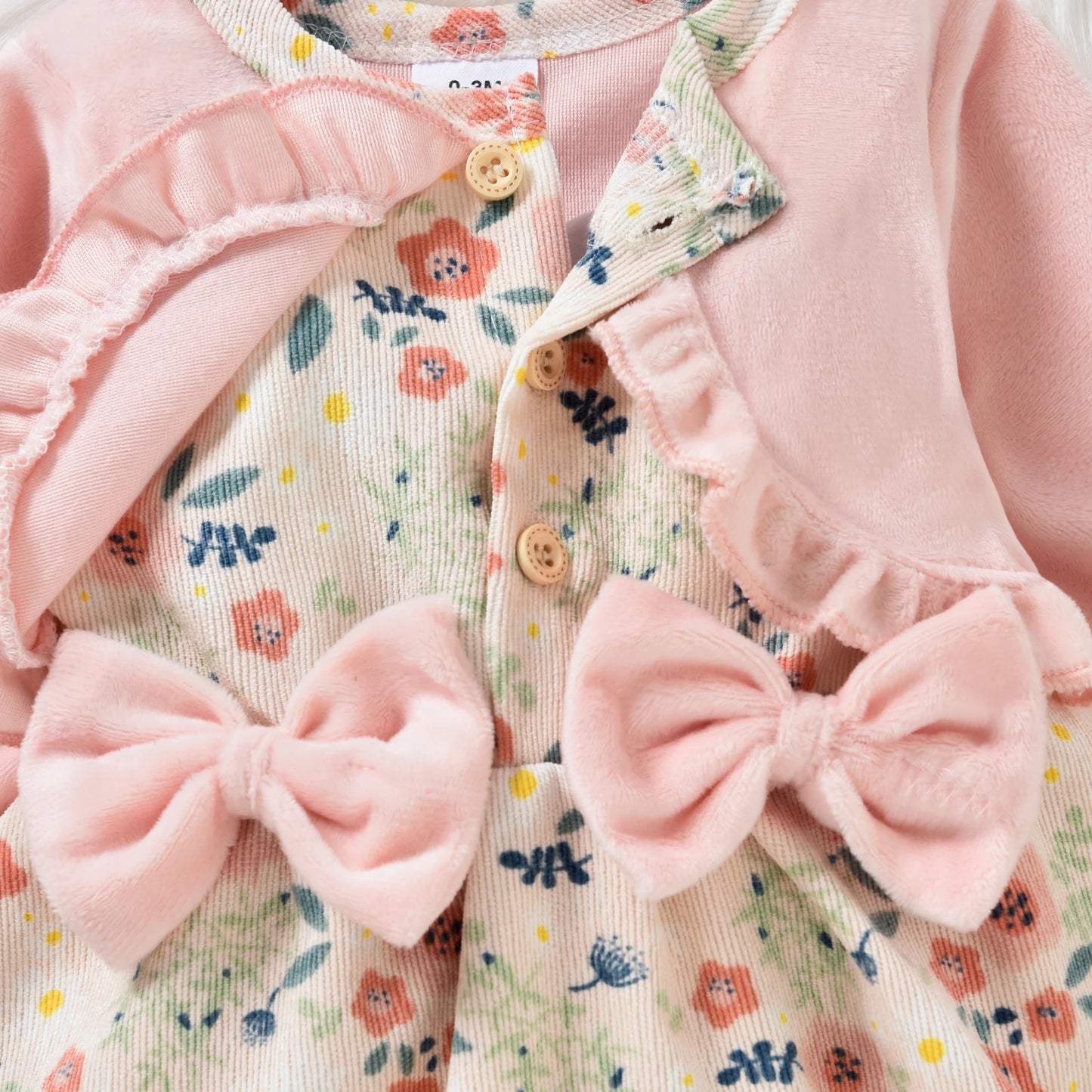 Citgeett Spring Princess Infant Baby Girls Bodysuit Dress Flowers Printed Patchwork Long Sleeve Bowknot Jumpsuits Headband