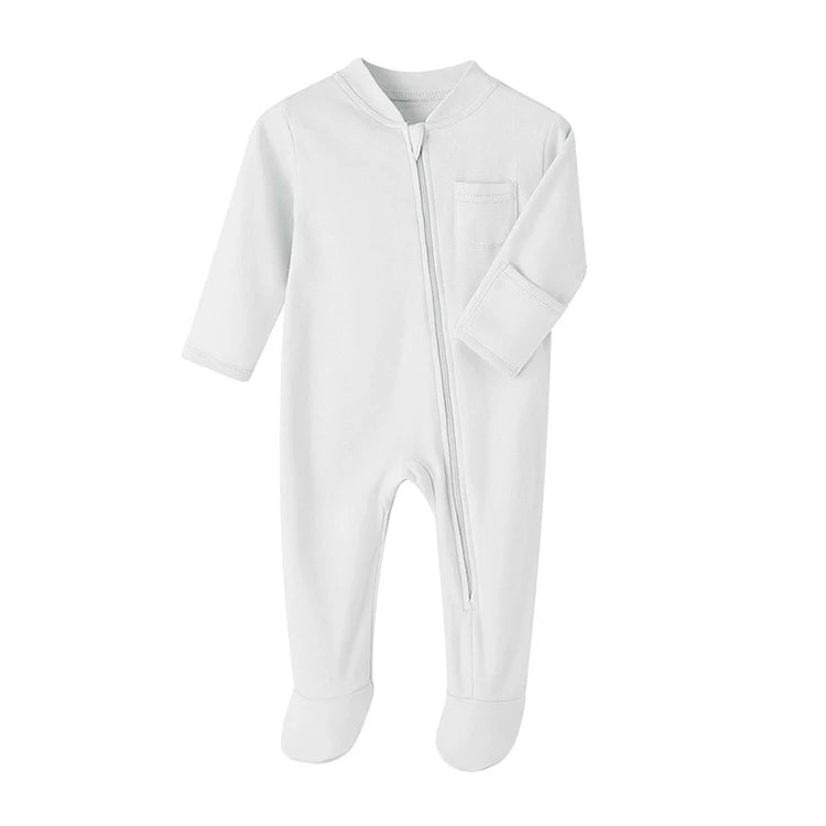 100% Cotton Newborn Baby Clothes Solid Color Jumpsuit Rompers Zipper Infant Boys Girls Spring Bottoming Shirt Jumpsuits Footed
