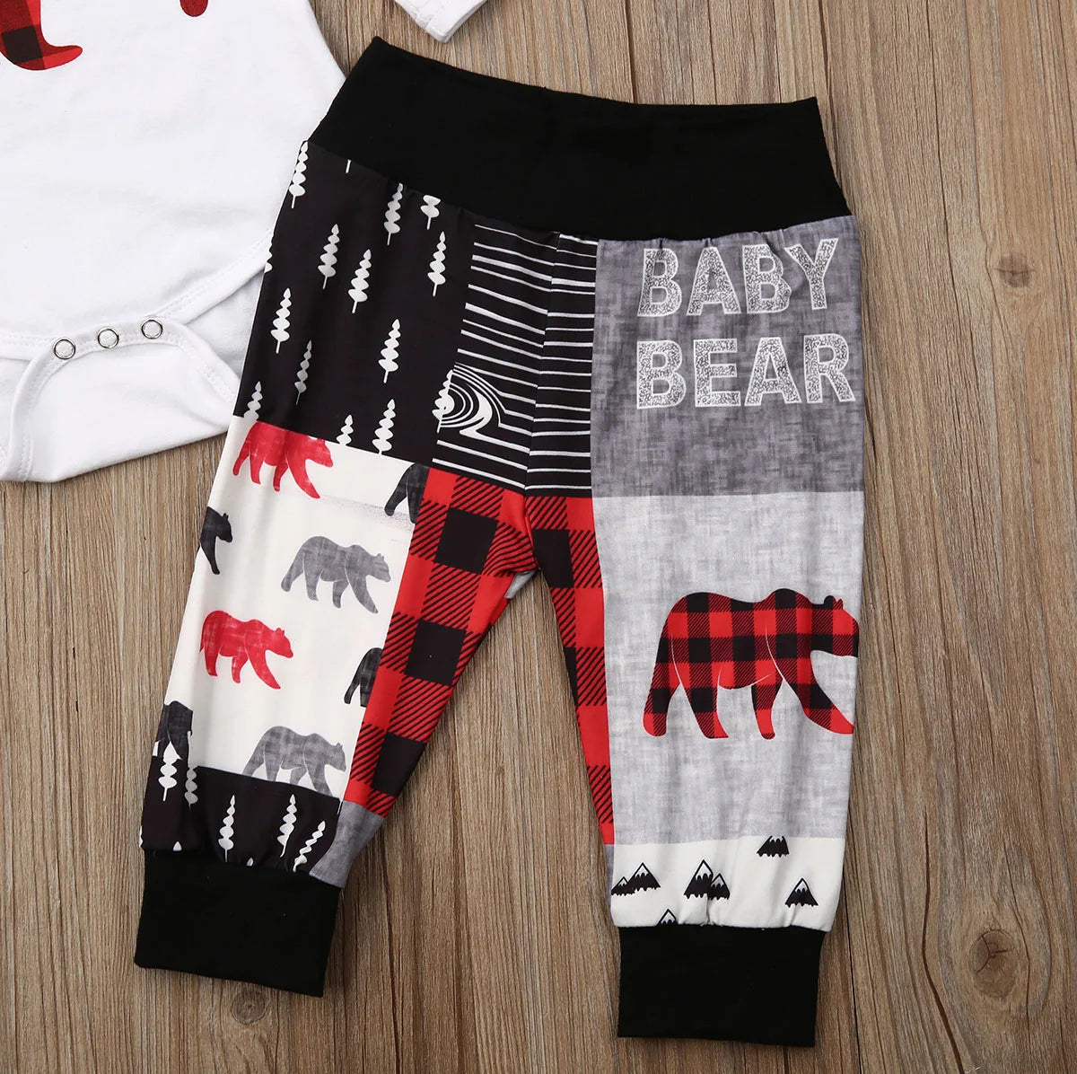 Plaid Bear Baby Outfit Set With Cozy Hat
