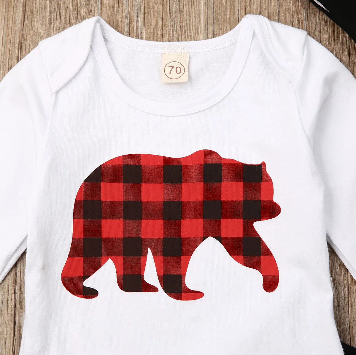 Plaid Bear Baby Outfit Set With Cozy Hat