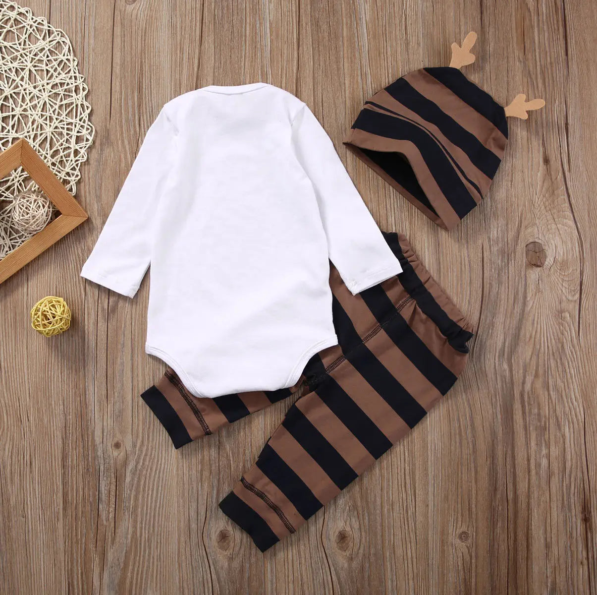 Citgeett Autumn  Baby Boy Clothing Sets Xmas Newborn Baby Boy Girls Clothes Long Sleeve Romper Jumpsuit Long Pants +hat Outfits
