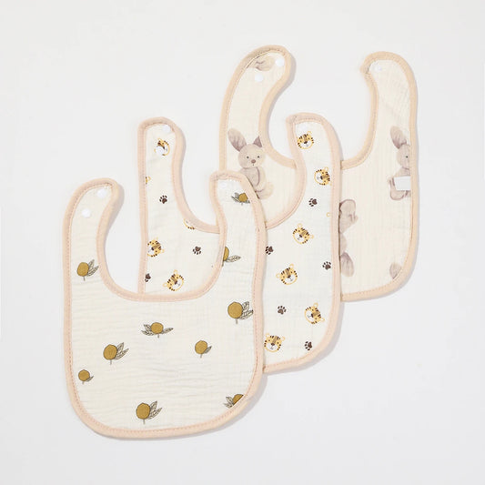 Neutral Cotton Baby Bib Set