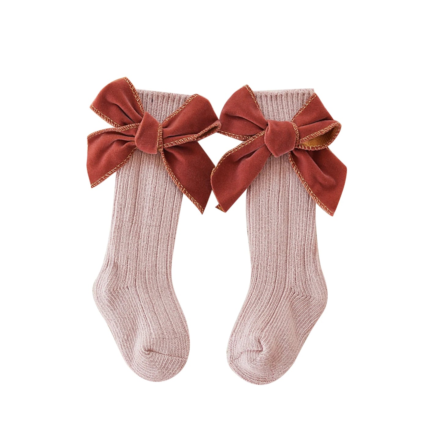 Elegant Baby Girl Socks with Velvet Bows