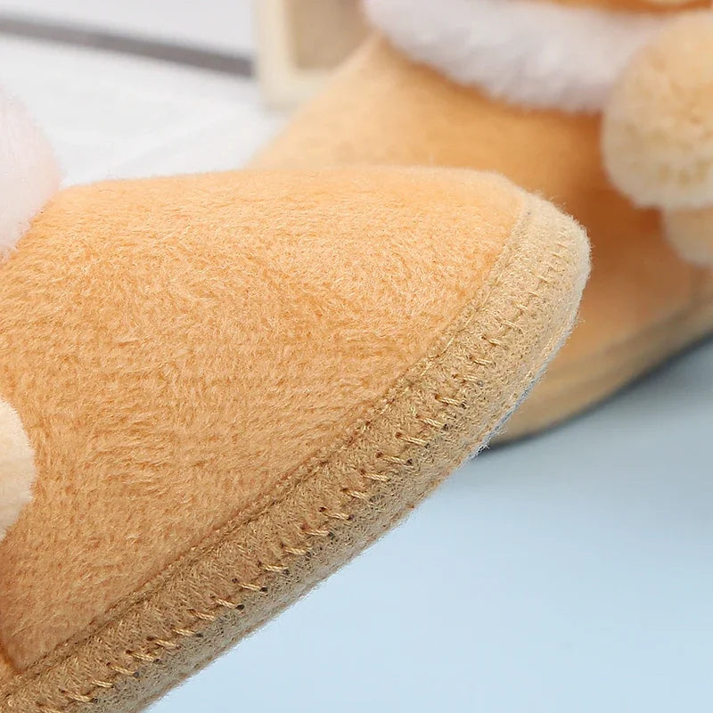 New Fashion Comfortable Shoes Newborn Baby Girls Boys Soft Booties Solid Pompom Snow Boots Infant Toddler Newborn Warming Shoes