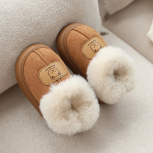 Cute Cartoon Winter Boots For Children Boy's Girl's Plush Boots Thick Warm Velvet Faux Fur Snow Boots For Toddler Kid's Boots