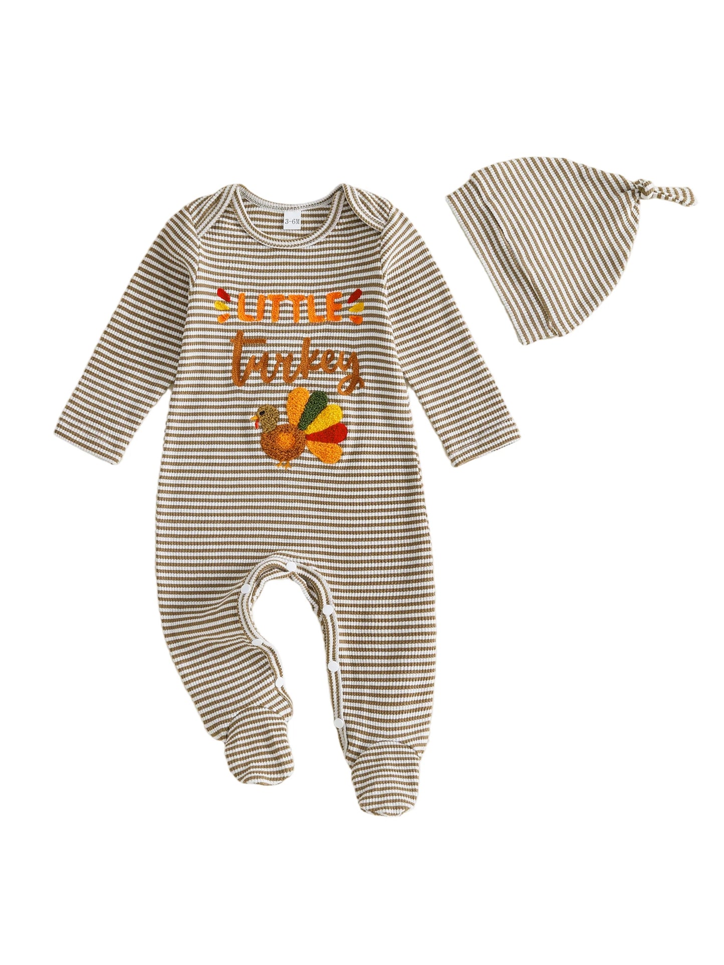 Ouftits Long Baby Baby Boy Thanksgiving Thanksgiving Ouftits Long Romper With Embroidery Long Turkey Embroidery Romper