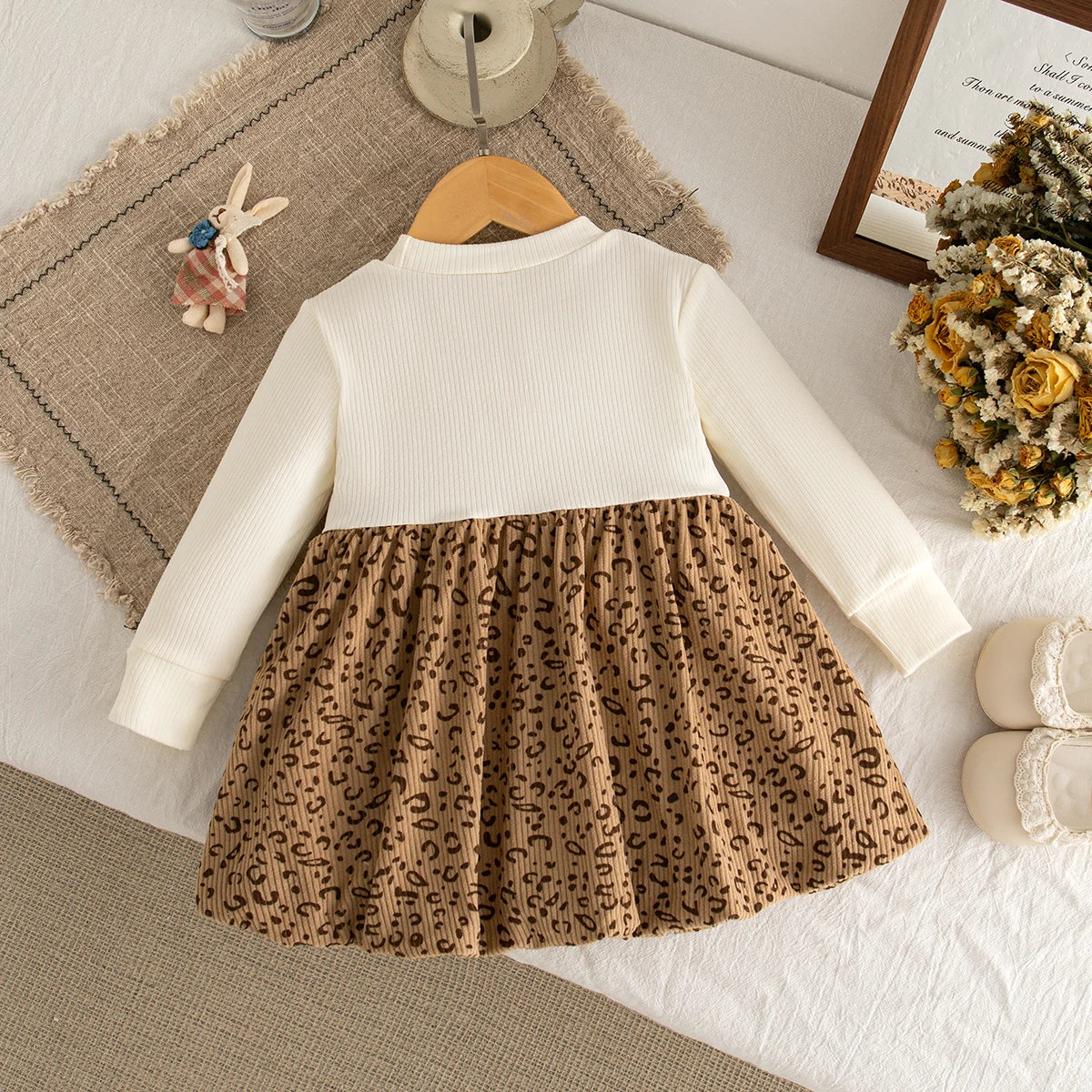 Adorable Ribbed Top & Leopard Print Pinafore Outfits - Stylish Playtime!