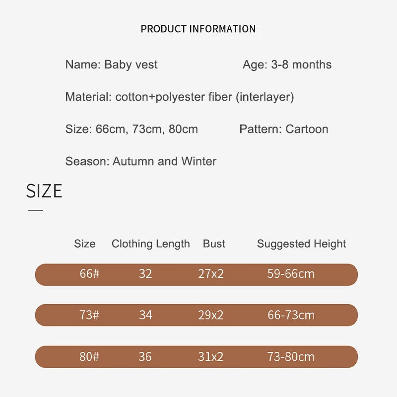 Baby Cotton Padded Vest Autumn And Winter 3-8 Months Baby Pure Cotton Outer Vest Newborn Shoulder Jacket