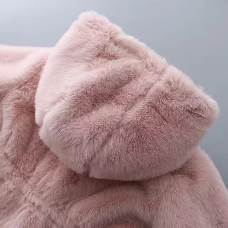 Luxurious Faux Fur Hooded Coat for Girls