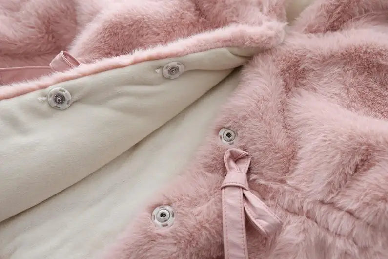 Charming Pink Faux Fur Coat for Girls