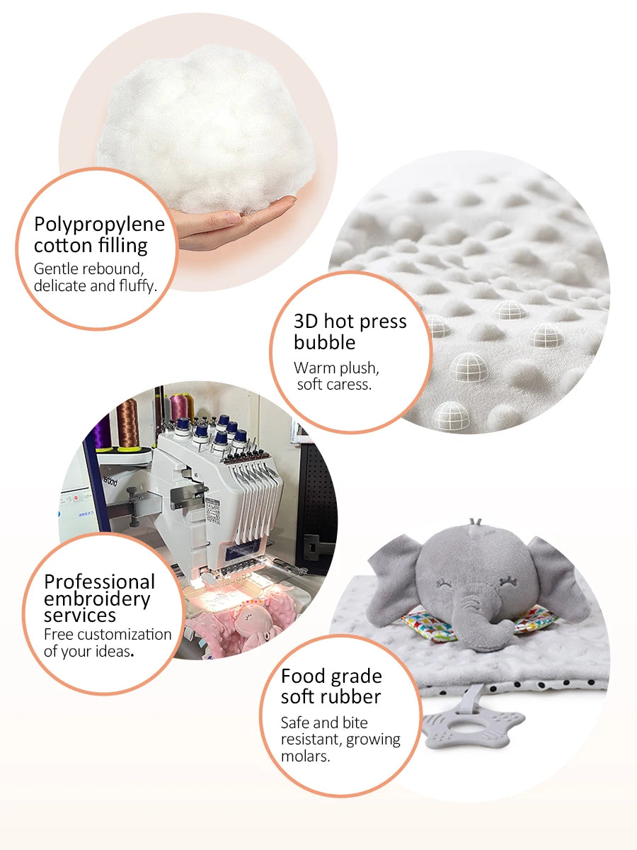 Personalized Baby Blanket Newborn Stroller Sleeping Dolls Custom Blanket With Name Animal Security Towel Gift Set