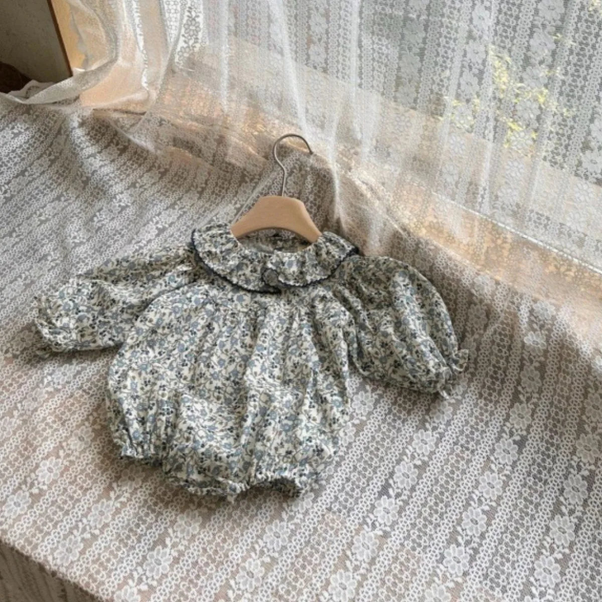 Vintage Floral Ruffle Baby Blouse and Romper Collection