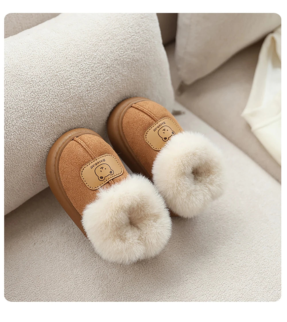 Cute Cartoon Winter Boots For Children Boy's Girl's Plush Boots Thick Warm Velvet Faux Fur Snow Boots For Toddler Kid's Boots