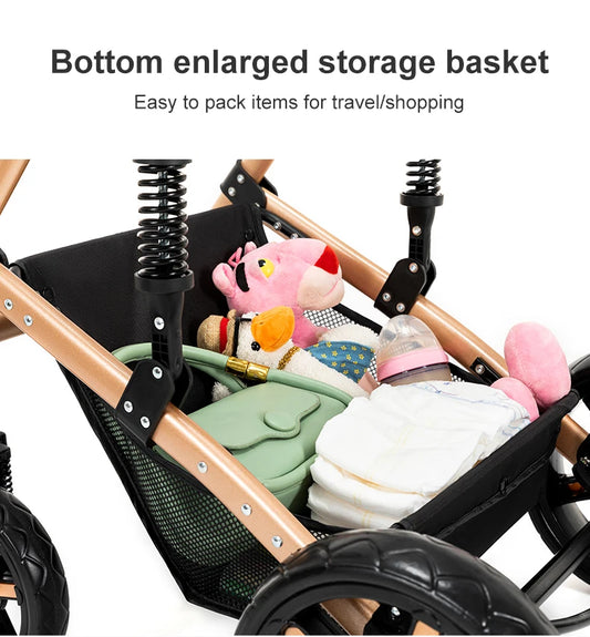 Premium Convertible Baby Stroller with Bassinet with Storage