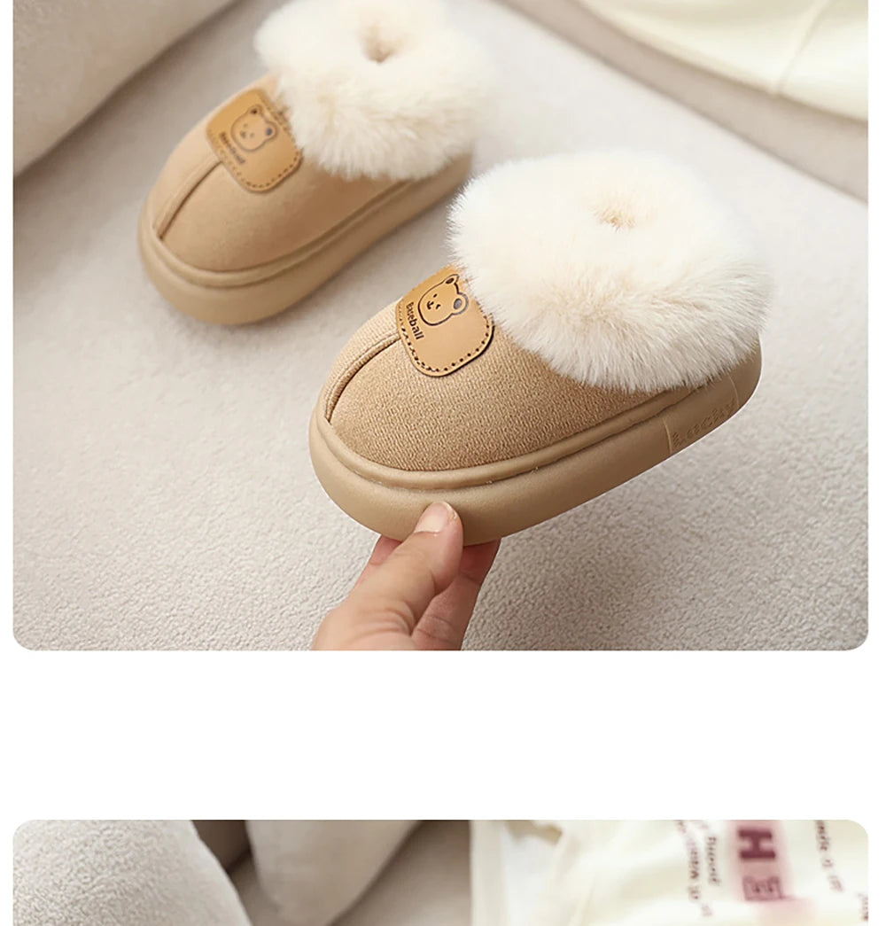 Cute Cartoon Winter Boots For Children Boy's Girl's Plush Boots Thick Warm Velvet Faux Fur Snow Boots For Toddler Kid's Boots