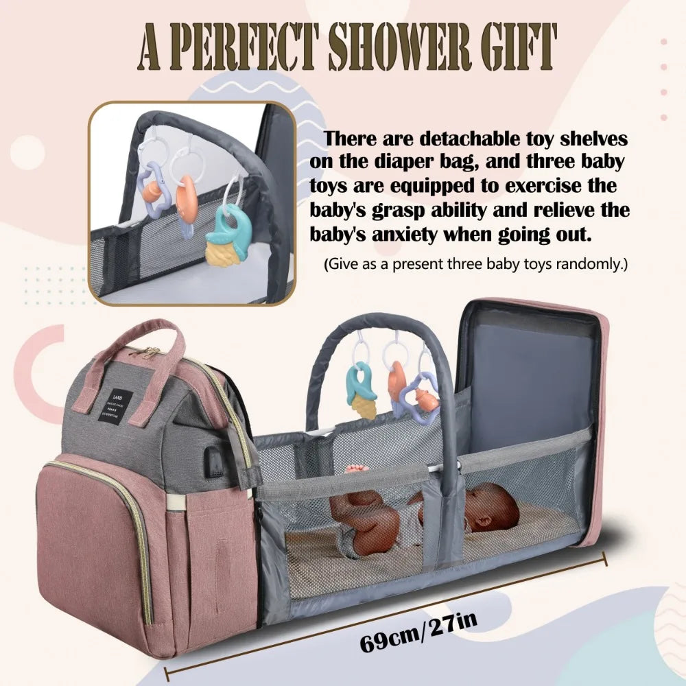 3-in-1 Multifunctional Diaper Bag & Portable Bassinet