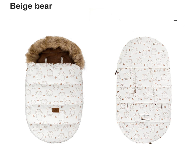 Stroller Footmuff Winter Baby Carriage Bag In Pram Removable Thicker Fur Collar Warm Flannel Newborn Cocoon Baby Envelope