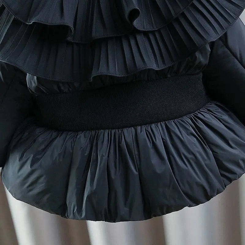 Chic Black Children's Winter Coat with Ruffle Collar
Thickened Velvet Soft & Warm