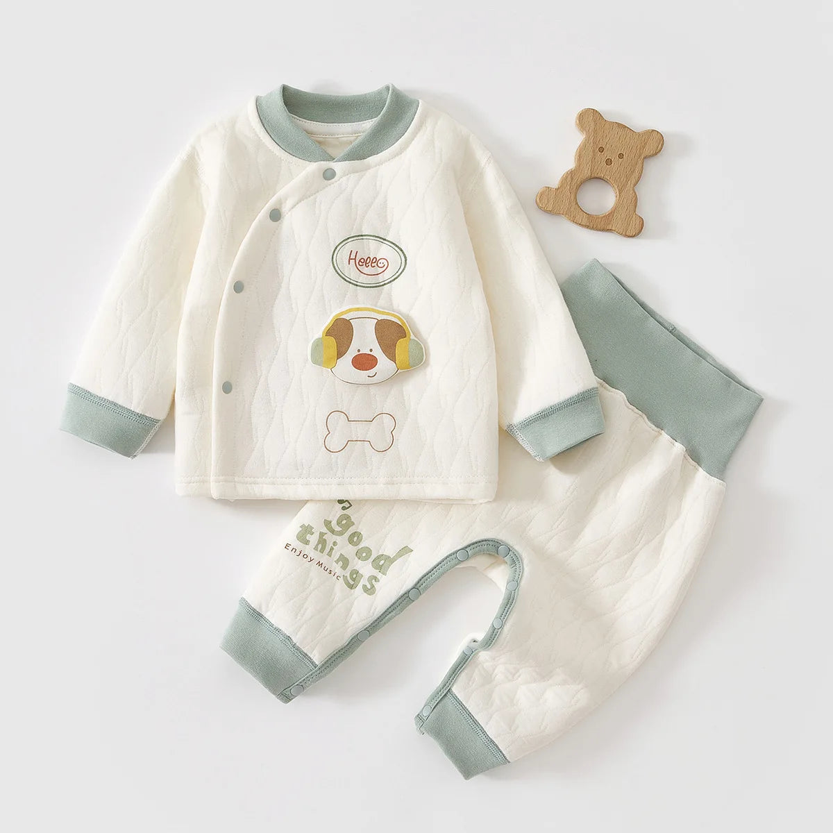 AYNIGIELL Autumn Baby Clothing Set Cartoon Dog Long Sleeved Shirt Long Pants 2-piece Set Newborn Pure Cotton Warm Pajamas