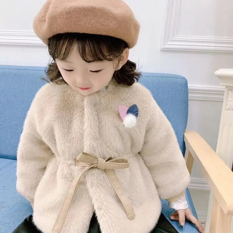 Charming Pink Faux Fur Coat for Girls