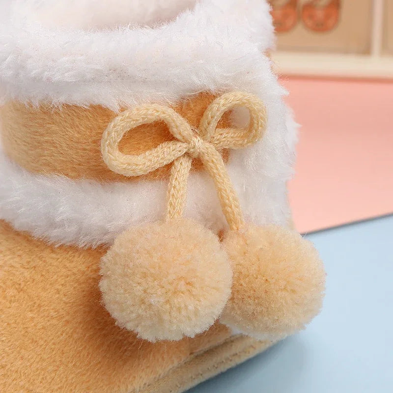 New Fashion Comfortable Shoes Newborn Baby Girls Boys Soft Booties Solid Pompom Snow Boots Infant Toddler Newborn Warming Shoes