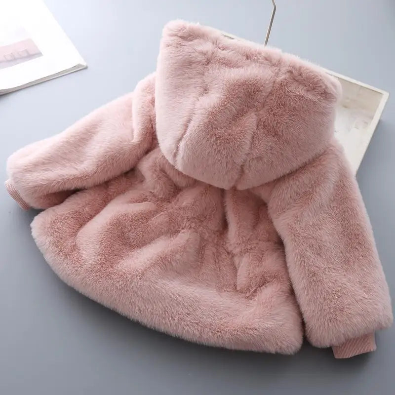 Charming Pink Faux Fur Coat for Girls