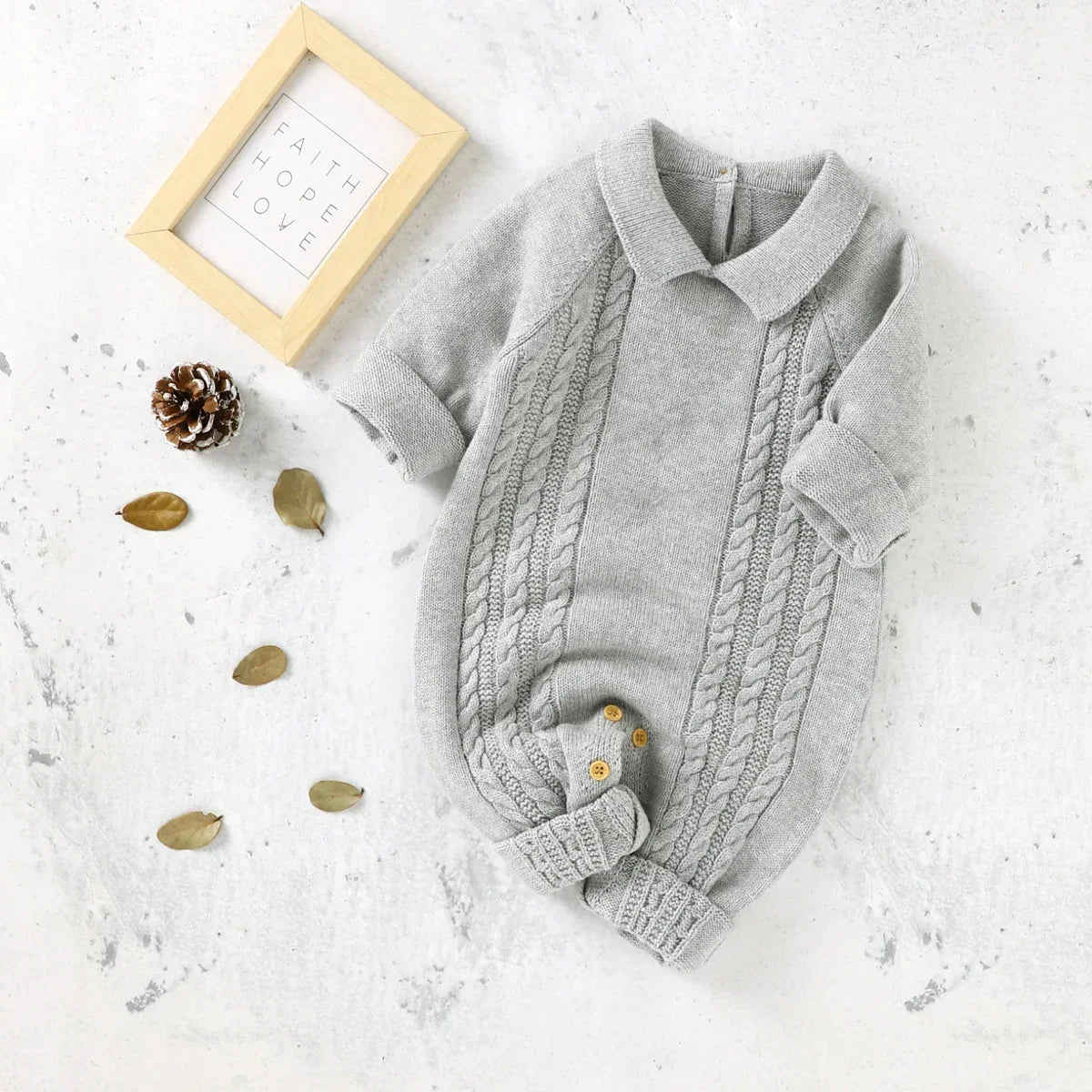 Baby Knitted Hooded Romper 0-18m