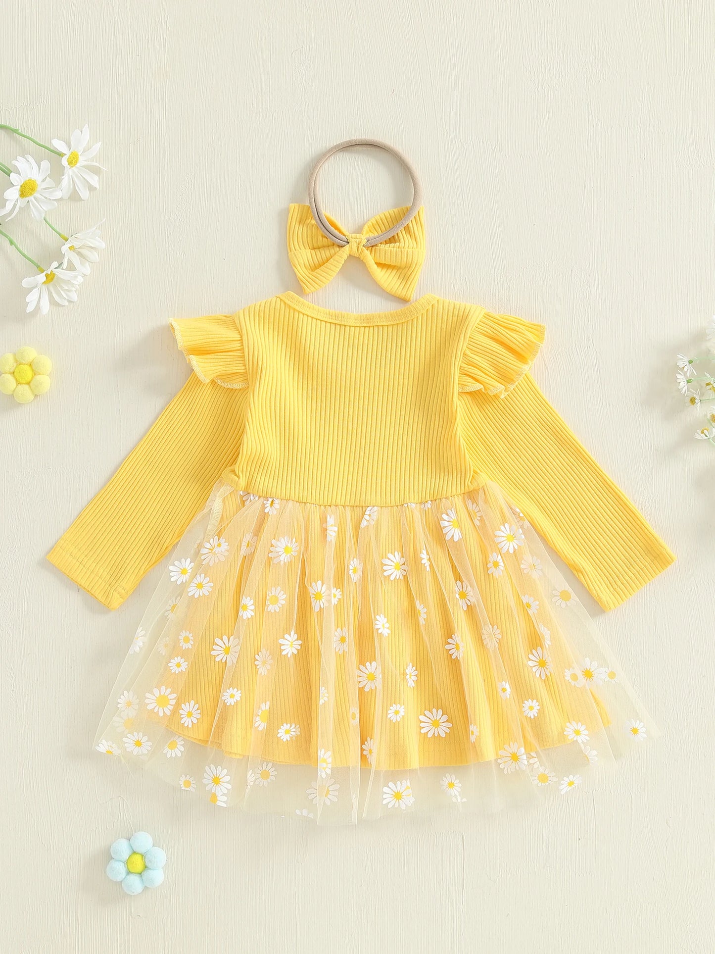 Golden Daisy Flutter Dress