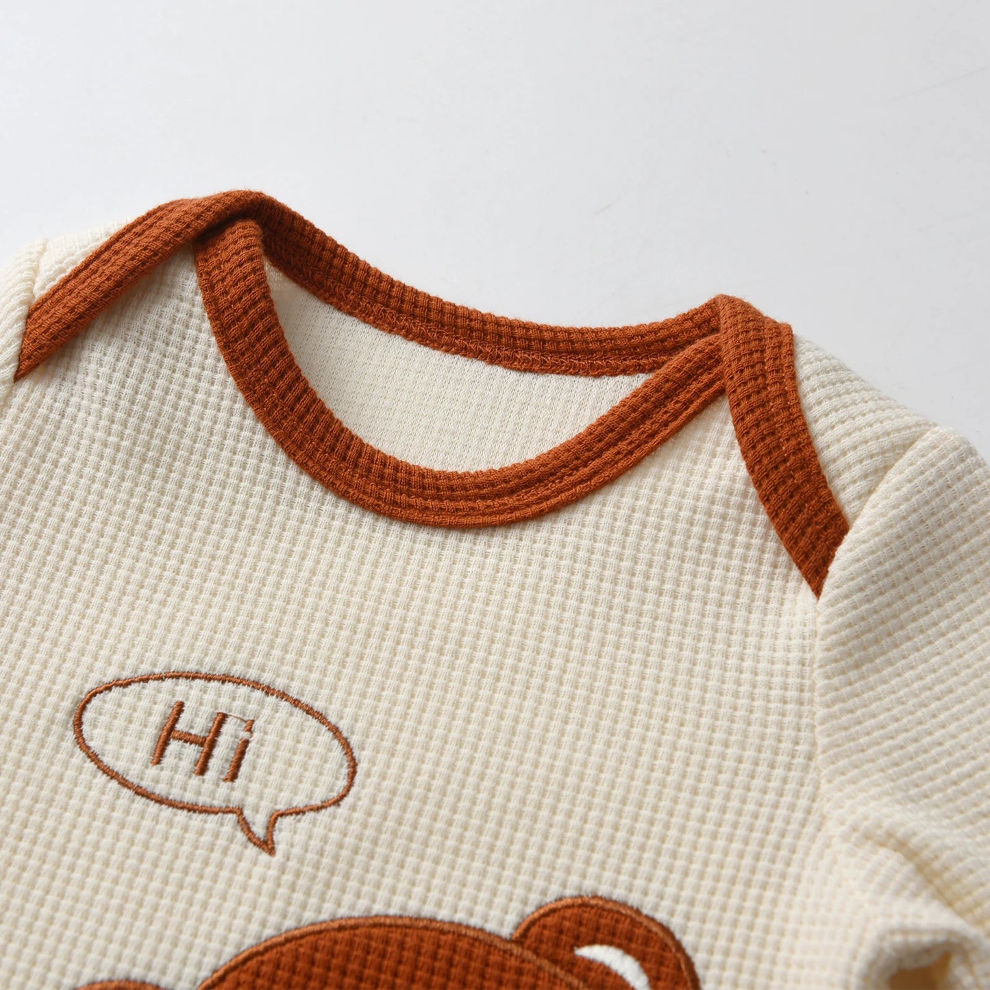 Keep your Baby Boy warm with this Cute Bear Waffle Knit Baby Outfit