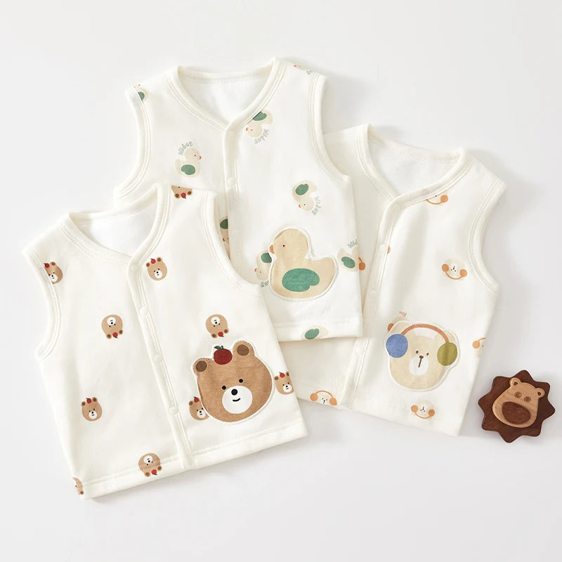 Baby Cotton Padded Vest Autumn And Winter 3-8 Months Baby Pure Cotton Outer Vest Newborn Shoulder Jacket